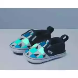 Vans Crib Infants Slip-On V Crib Glow Checkerboard Sharks Size 1 New With Box - Picture 1 of 9
