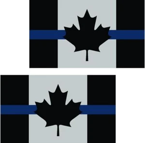 2 - 5" Canada Blue Line Canadian Subdued Law Enforcement Police Flag Sticker - Imagen 1 de 1