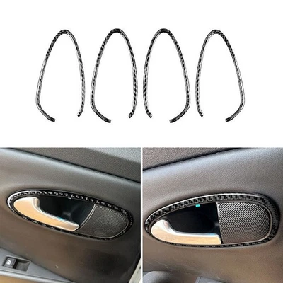 4x Real Carbon Fiber Interior Door Handle Cover Trim For Seat Leon MK2 2005-2012 - Image 1 of 4
