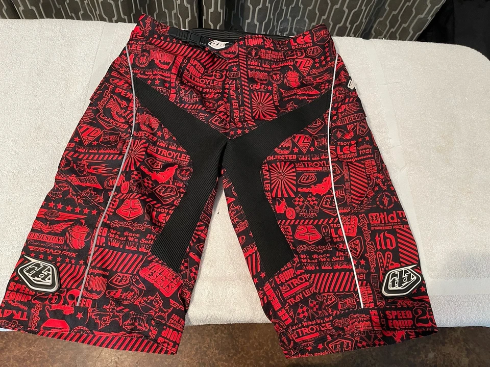 Troy Lee Designs Moto Shorts 34 Red Black Graphic MX Motocross Racing Gear Fox - Image 1 of 4