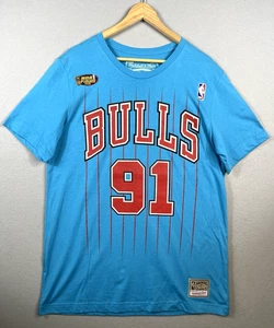 NWT Mitchell & Ness Dennis Rodman NBA Chicago Bulls Finals Shirt Blue Size Large - Picture 1 of 9