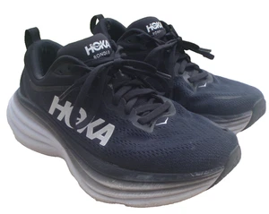 Hoka One One BONDI 8 EIGHT BLACK White Women SZ 7 D WIDE EU 38 2/3 - Picture 1 of 13