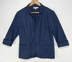 Skies Are Blue Blazer Womens Small Linen Blend 3/4 Sleeve Career Jacket Pockets - Picture 1 of 11