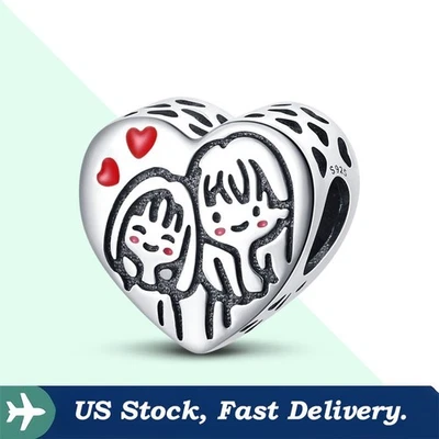 KUNSIR 925 из чистого серебра сестры навсегда любовь бусина подвеска для браслет сделай сам подарок - Изображение 1 из 4