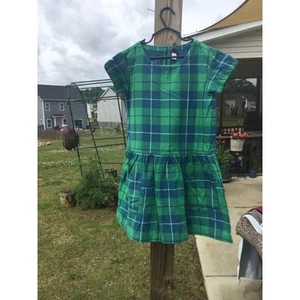Tea girls short sleeve dress size 8 shirt green blue plaid cotton preppy - Picture 1 of 12