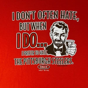 Smack Apparel Anti-Steelers Shirt Men's Large Red "I Don't Often Hate" Meme Tee - Picture 1 of 9