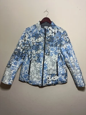 Multiples Quilted Blue Floral Zip Jacket M - Image 1 of 4