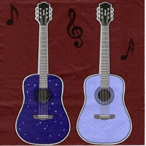 Serviettes en papier musique guitare note. Napkins guitar music musical note 04 - Imagen 1 de 1