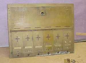 Vintage US Mail Art Deco Brass-like Columbia Box Six Apartment Post Office Box - Picture 1 of 14