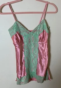 Do&be VtG Babydoll Lace Trim Y2K Cami Top Fairy Lace Juniors S/XS Mcbling Pink - Picture 1 of 12