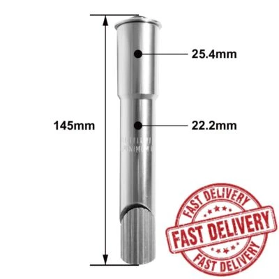 Silver Aluminum Bike  Adapter Threadless Stem Converter 22.2mm Quill to 1 1/8" - Image 1 of 4