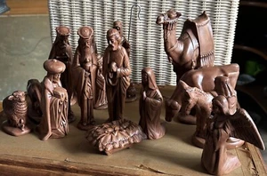 Vintage Nativity Set Ceramic Byron Mold 16 Piece Modernist Mid Century  - Picture 1 of 13