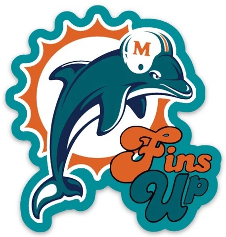 Miami Dolphins "FINS UP" Quote Logo Type with Dolphin NFL Die-Cut MAGNET Cover