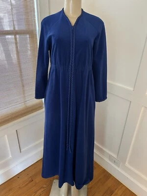 De Colección Vanity Fair Azul 1/2 Cremallera Vellón Casa Abrigo Bata Talla P Satinado Trenzado Borde EE. UU. Foto 1 de 4
