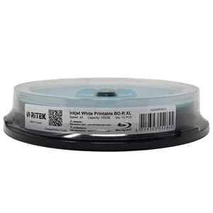 10 Ritek BD-R XL BDXL 4X 100GB Archival 3Layer White Inkjet Printable Blank Disc - Picture 1 of 3