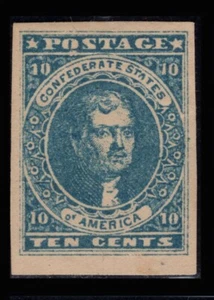 MOMEN: US STAMPS CSA #2b HOYER DARK BLUE IMPERF MINT OG H LOT #85838** - Picture 1 of 2