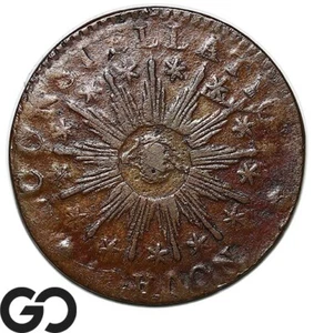 1783 Nova Constalatio Post-Colonial Early Copper Coin, Rare and Seldom Seen Coin - Picture 1 of 3