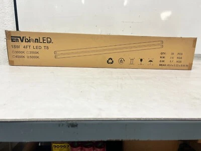 CASE OF 30 EnVisionLED T8 Glass AC/Ballast Compatible 4FT 18W 5000K - Image 1 of 4