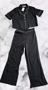 Jason Wu Womens Pajama Set Size S Black/white Stripe Short Sleeve Top Pants - Picture 1 of 3