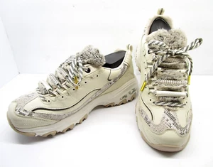 SKECHERS D'Lites L.E. Furry Tale Damen Sneaker cremefarben mit Schlangenbesatz & Fell - Größe 9 - Bild 1 von 13