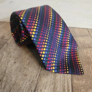 TURNBULL & ASSER Men's 100% Silk Necktie ENGLAND Striped Black / Yellow / Blue - Picture 1 of 3