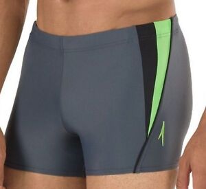 SPEEDO Fitness Splice Square Leg Men's Swim Briefs Shorts SMALL Charcoal **NWT**