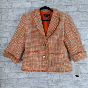 Blazer Jones New York Signature Tweed 8 Negocios Carrera Entrevista Clásico Forrado - Imagen 1 de 13