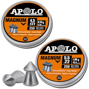 Apolo Magnum Pointed Airgun Pellets, .177 Cal & .22 Cal Airgun Pellets - Picture 1 of 7
