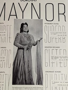 Dorothy Maynor 1943 Booking Ad Musical Performer Concert Soprano - Picture 1 of 3