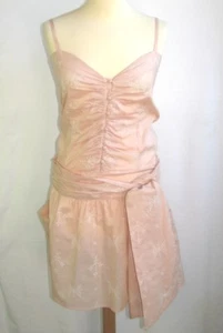 BY ZOE - ROBE COURTE A BRETELLES COTON BEIGE ROSE & BLANC T 1 = 36 - EXCL. ETAT - Picture 1 of 5