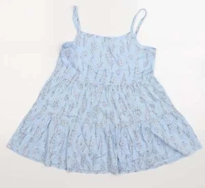 George Girls Blue Floral Cotton blend Tunic T-Shirt Size 8-9 Years - Picture 1 of 12