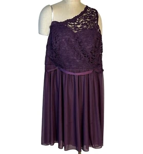 Davids Bridal One Shoulder Purple Formal Chiffon Dress 3X 26 Bridesmaid Prom NWT - Picture 1 of 11