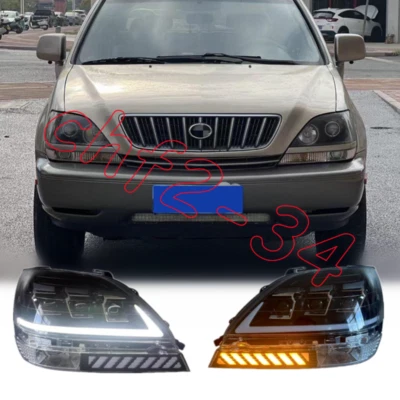 For Lexus RX300 LED DRL Left + Right Headlights Projector Assembly 1999-2004 - Image 1 of 4