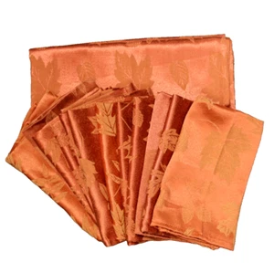 Autumn Leaves Damask Table Cloth Sam Hedaya 56 x 50 with 14 Cloth Napkins 17x17 - Picture 1 of 14