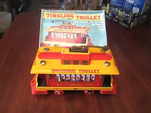 Vintage 60er 1965 TINKLING TROLLEY Blech Litho Spielzeug Made in Japan in OVP - Bild 1 von 14