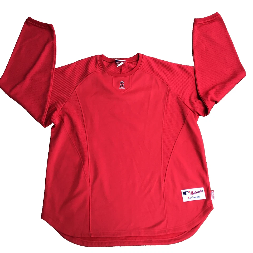 MAJESTIC Los Angeles ANGELS BASEBALL Red Sweater Polyester Size XXL Therma Base  - Image 1 of 4