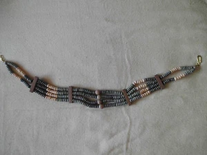 Modeschmuck Halskette Surferkette Holzkette, Holz-Perlen moosgrün,beige-natur  - Bild 1 von 4