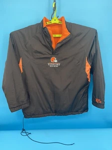 Cleveland Browns Wendejacke Large braun orange Fleecepullover 1/4 Reißverschluss - Bild 1 von 13