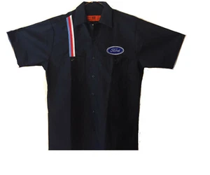 FORD Embroidered PATCH Mechanic RALLY STRIPE WORK SHIRT Auto Gas Oil Petroliana - Picture 1 of 2