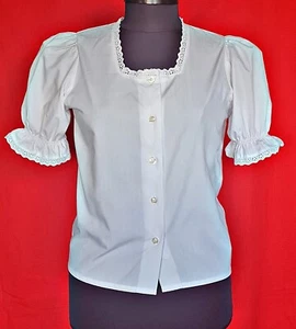 BLOUSE AUTHENTIC MAX EDERAR TRACHTEN DIRNDL TIROL ART WHITE GIRL-SIZE:US12/EU152 - Picture 1 of 5