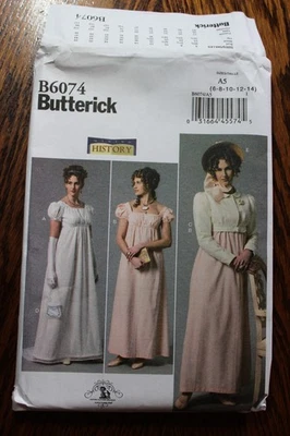Butterick B6074 Regency Costume Dress & Jacket Pattern Misses'6-14 Uncut - Image 1 of 3