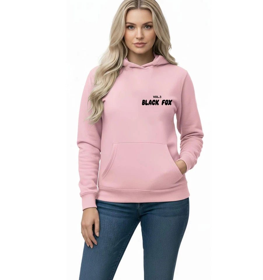 Ladies Black Fox Hoodie Pullover Sweatshirt Casual Streetwear Loungewear Outfit - Image 1 of 1