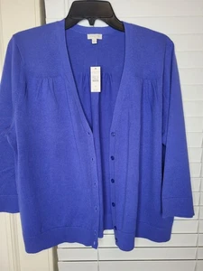 Cardigan maglione donna Talbots bottoni davanti XL blu cotone NUOVO casual ufficio - Foto 1 di 4