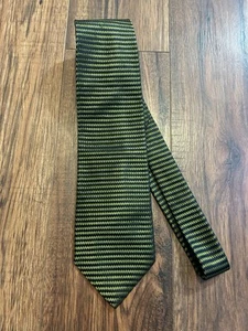 Men’s Vitaliano Pancaldi Italy Silk Neck Tie Green Blue Geometric Stripes - Picture 1 of 5
