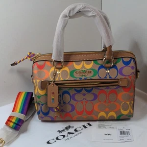 COACH Rowan Satchel Signature Canvas Rainbow Shoulder 2Way Bag C4396 Outlet Neu - Bild 1 von 13