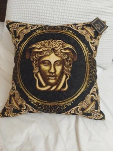 Baroque tapestry black gold medusa throw pillow 18x18 nwt - Picture 1 of 9