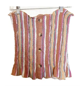 Style Envy Orange Multicolor Striped Ruffle Trim Tube Top Womens L NWT - Picture 1 of 10