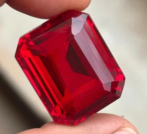 AAA+ Large Red Ruby Emerald Cut 96.10 Ct. Huge Loose Gemstone Gift for Women/Her - Picture 1 of 11