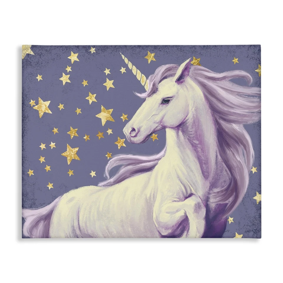 Purple Unicorn in Starry Night Sky Space Fantasy, Designed by Ziwei Li Wall A... Foto 1 de 4