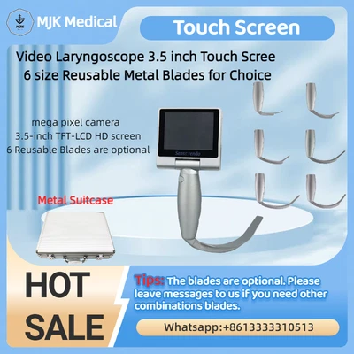 Laringoscopio de video con pantalla táctil de 3,5 pulgadas - 6 hojas de metal reutilizables (seleccionar) Foto 1 de 4